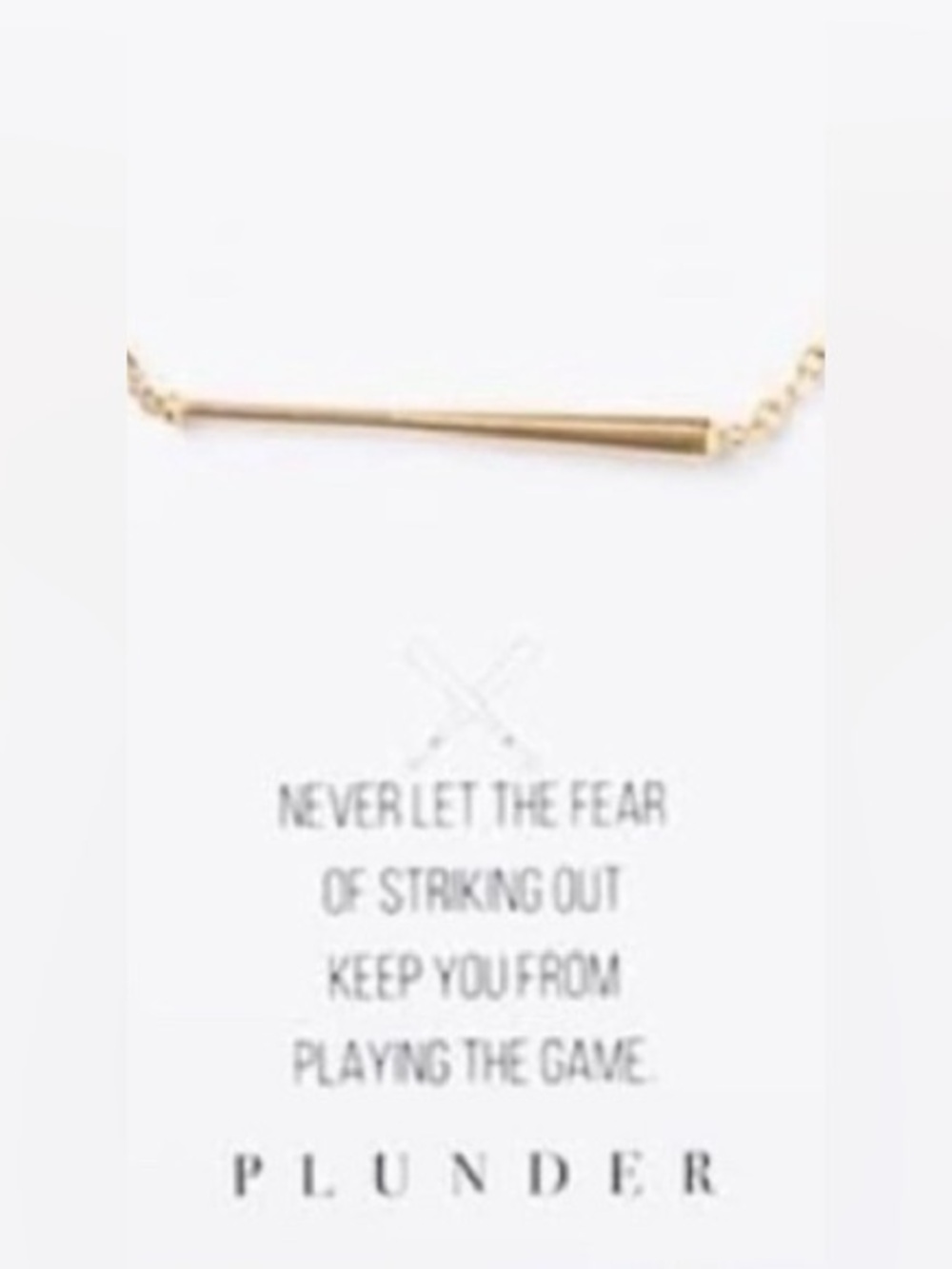 Plunder Gold Plated  Horizontal Baseball Bat Sports Necklace